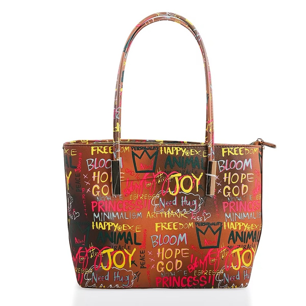 Colorful Graffiti Print Women's medium size shoulder bag with matching wallet 💞